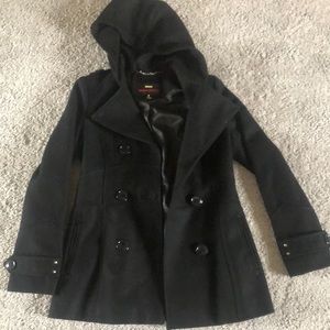 Miss Sixty Black hooded pea coat
